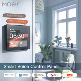 Išmanių namų TUYA valdymo panelė, LCD, Wi-Fi, su ZigBee bridge, montuojama sienoje, juoda