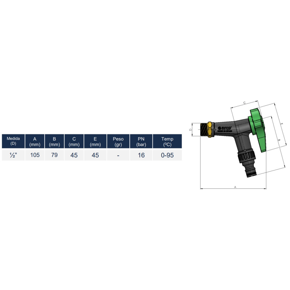 Arco GRIFO sodo ventilis 1/ 2"x1/ 2"