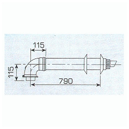 Sime koaksialinio dūmtraukio komplektas, 0,944mm, d 60/ 100