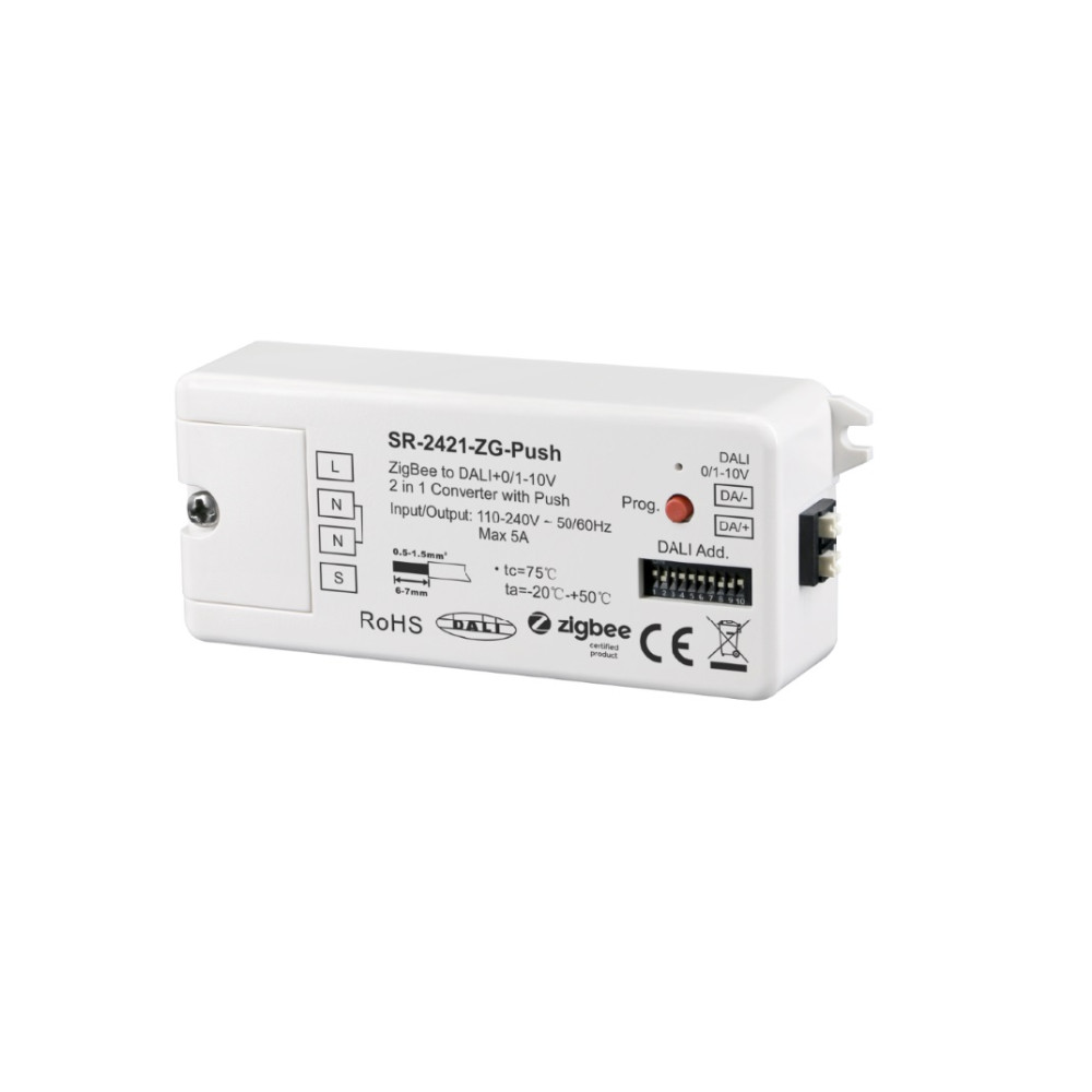 Zigbee DALI / 0/ 1-10V signalo keitiklis su push-dim funkcija