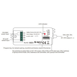 Zigbee DALI / 0/ 1-10V signalo keitiklis su push-dim funkcija