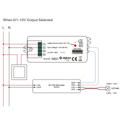 Zigbee DALI / 0/ 1-10V signalo keitiklis su push-dim funkcija