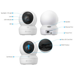 Wi-Fi kamera H6C PRO, 3MP 2K, 360° valdoma, Micro SD iki 512GB, IP20