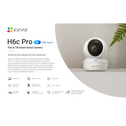 Wi-Fi kamera H6C PRO, 3MP 2K, 360° valdoma, Micro SD iki 512GB, IP20