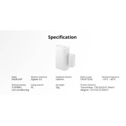 Išmanus ZigBee durų / langų jutiklis SNZB-04P