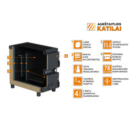 Kieto kuro katilas-viryklė, AKT Ignis M, 10 kW