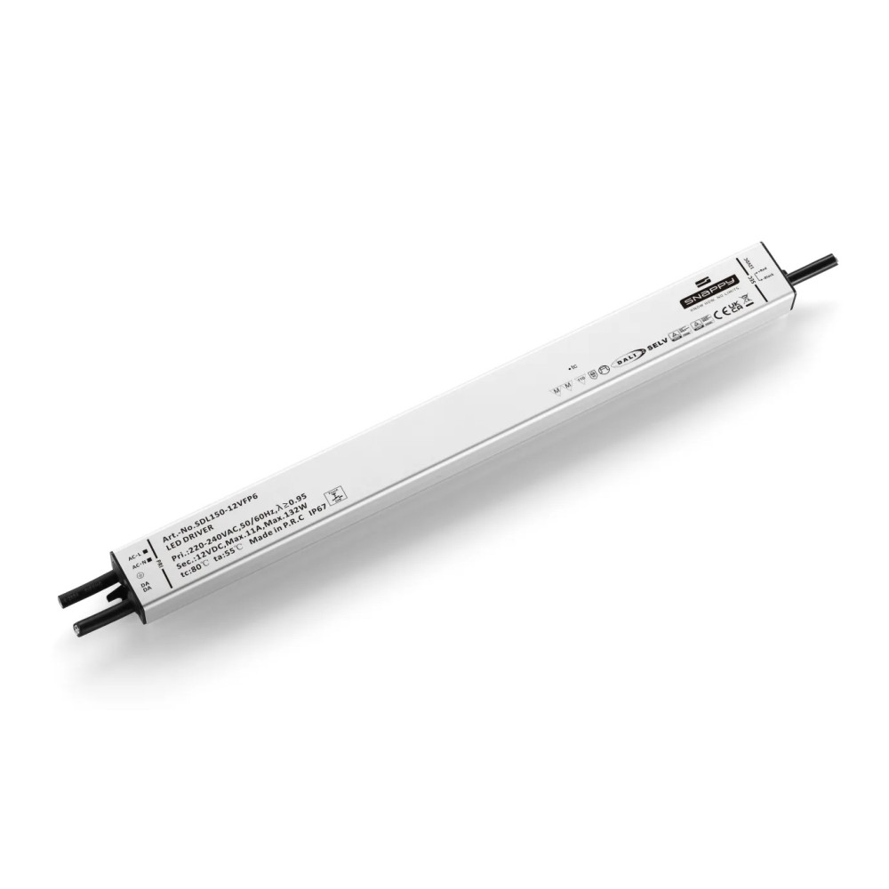 Impulsinis LED maitinimo šaltinis 12Vdc, 8.3A, su PFC, PUSH dimming, DALI2, IP67, Slim