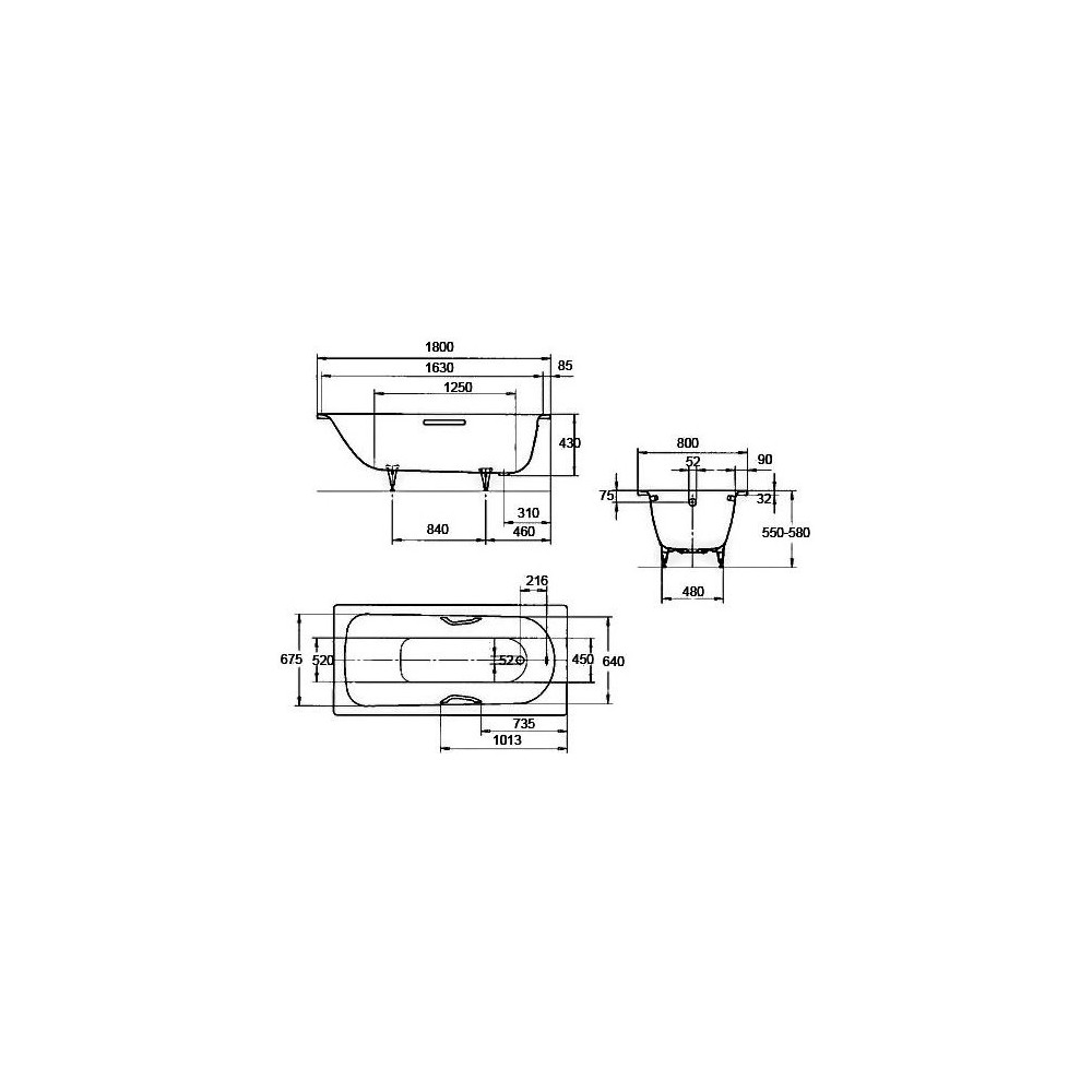 Plieninė vonia Kaldewei Saniform plus 180x80 su EasyClean, mod. 375-1
