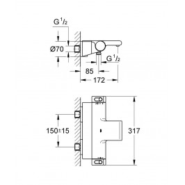 GROTHERM 2000 NEW termostatinis vonios maišytuvas chromas