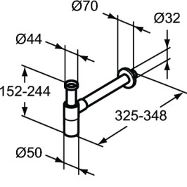 Ideal Standart Ipalyss dekoratyvinis praustuvo sifonas, G1 1/ 4, matinė juoda spalva