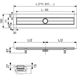 TECEdrainline dušo latakas, tiesus, L 900mm