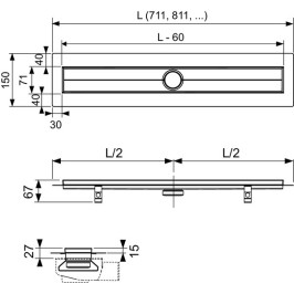 TECEdrainline dušo latakas, tiesus, L 900mm