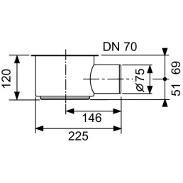 TECEdrainline sifonas, DN 70 horizontalus, montavimo H 148mm pralaidumas 1.4 l/ s
