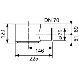 TECEdrainline sifonas, DN 70 horizontalus, montavimo H 148mm pralaidumas 1.4 l/ s
