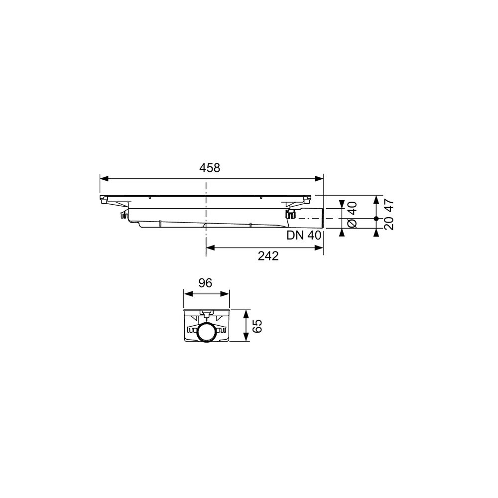 TECEdrainprofile sifonas, šoninis pajungimas, DN40