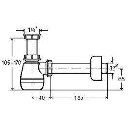 Bide sifonas butelinis, be ventilio 1 1/ 4 x 32