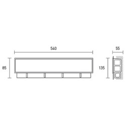 Potinkinė dėžutė 540x135x55 mm horizontalus išleidimas (pilna dėžė 15vnt.)