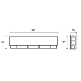 Potinkinė dėžutė 540x135x55 mm horizontalus išleidimas (pilna dėžė 15vnt.)