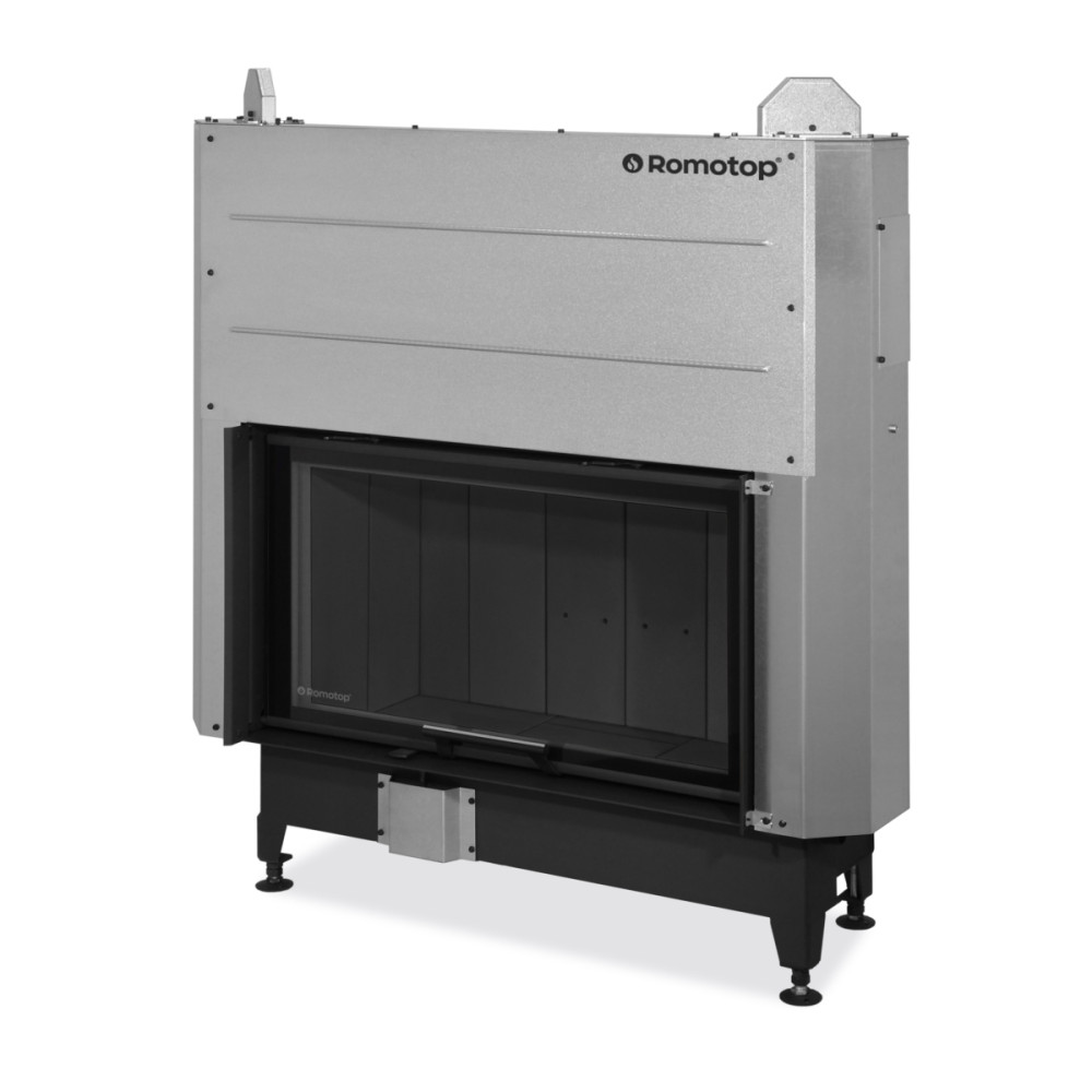 Plieninis židinio ugniakuras Romotop KV HEAT H3LF06 88.50.06, juoda pakura IGN, pakeliamomis durimis