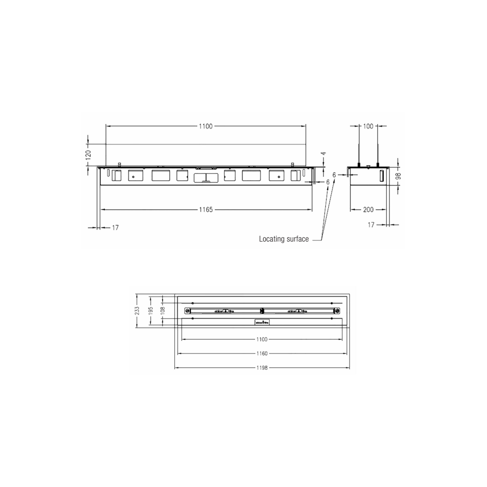 Bio židinys Ebios fire Quadra Inside II SL, juodas-1,0 m