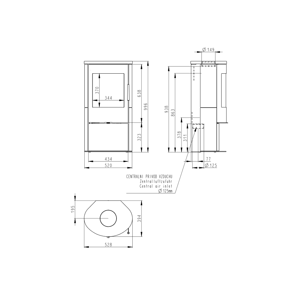 Krosnelė Romotop Alpera 01, plieninė su pilna keramikos 92360 apdaila