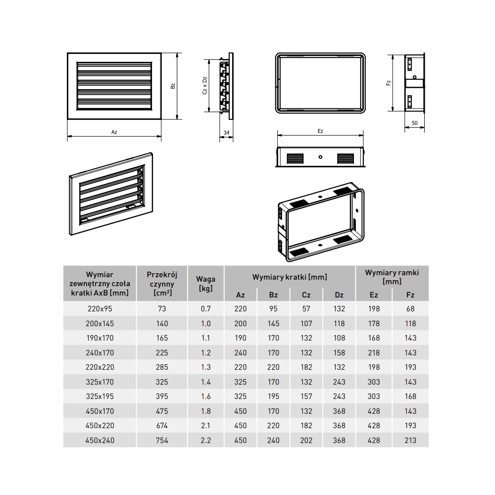 Grotelės VENTLAB 325x170, fiksuotos žaliuzės, baltos