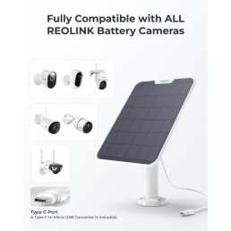 Saulės panelė vaizdo kameroms, USB C, 6W, IP65, balta