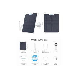 Saulės panelė vaizdo kameroms, USB C, 6W, IP65, balta