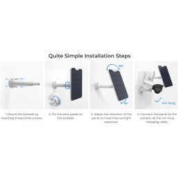 Saulės panelė vaizdo kameroms, USB C, 6W, IP65, balta