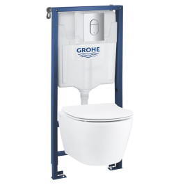 Rėmo su WC komplektas GROHE Solido 4 in 1 Serel SP26 keramikiniu WC, chrom. mygtukas, soft close dangtis, tvirtinimo kom