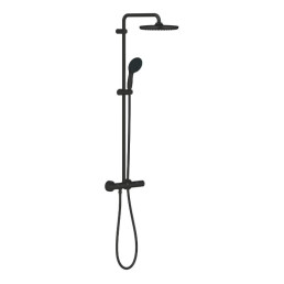 Termostatinė dušo sistema Grohe Tempesta System 250 (galva Ø250, 2`jų srovių rankinis dušas, 8 l/ min), juoda matinė