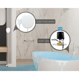 Išmanus vandens nuotekio jutiklis su sirena, bevielis, Wi-Fi, TUYA / Smart Life