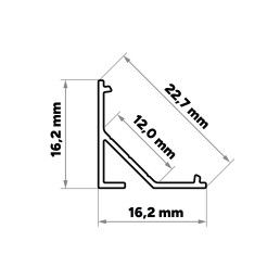 LED profilio komplektas ARRE kampinis, juodas, anoduotas, matinis dangtelis 2.02 m