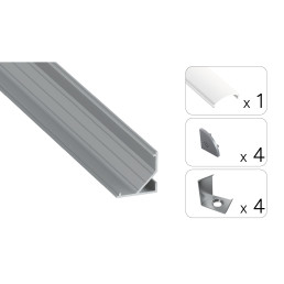 LED profilio komplektas ARRE kampinis, aliuminis, anoduotas, matinis dangtelis 2.02 m