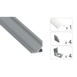 LED profilio komplektas ARRE kampinis, aliuminis, anoduotas, matinis dangtelis 3 m