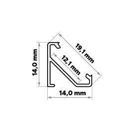 LED profilio komplektas BARDE kampinis, juodas, anoduotas, matinis dangtelis 2.02 m