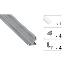 LED profilio komplektas BARDE kampinis, aliuminis, anoduotas, matinis dangtelis 2.02 m