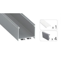 LED profilio komplektas NORS paviršinis/ pakabinamas, aliuminis, anoduotas, matinis dangtelis 2.02 m