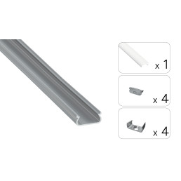 LED profilio komplektas ORRE paviršinis, aliuminis, anoduotas, matinis dangtelis 2.02 m