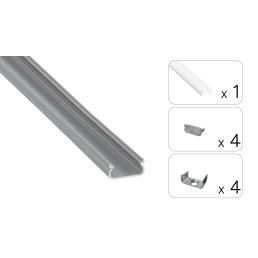 LED profilio komplektas ORRE paviršinis, aliuminis, anoduotas, matinis dangtelis 3 m