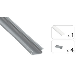 LED profilio komplektas SELDE įleidžiamas, aliuminis, anoduotas, matinis dangtelis 2.02 m