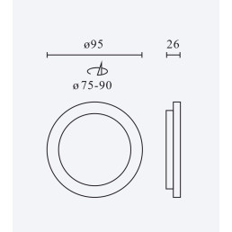 Įmontuojamas LED šviestuvas, 230Vac, 5W, 500lm, CCT (3K/ 4K/ 6K), apvalus, baltas, D 95mm