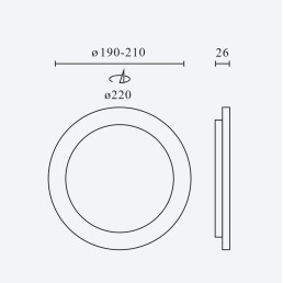 Įmontuojamas LED šviestuvas, 230Vac, 24W, 2400lm, CCT (3K/ 4K/ 6K), apvalus, baltas, D 220mm