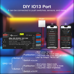 LED skaitmeninės juostos valdiklis ELITE ADVANCED WLED, 5-24Vdc, 10A, RJ45 LAN, Wi-Fi