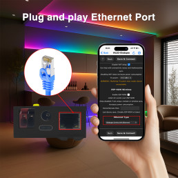 LED skaitmeninės juostos valdiklis ELITE ADVANCED WLED, 5-24Vdc, 10A, RJ45 LAN, Wi-Fi
