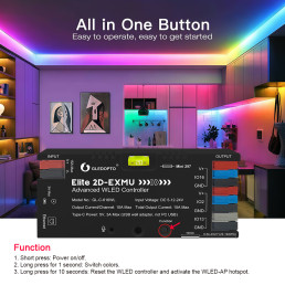 LED skaitmeninės juostos valdiklis ELITE ADVANCED WLED, 5-24Vdc, 10A, RJ45 LAN, Wi-Fi