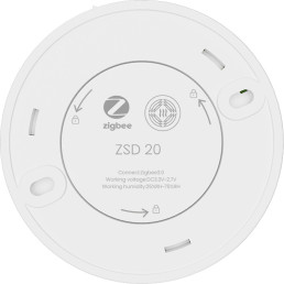Išmanusis ZigBee bevielis patalpos dūmų jutiklis su sirena 85dB, 1x CR123A 3V, TUYA / Smart Life