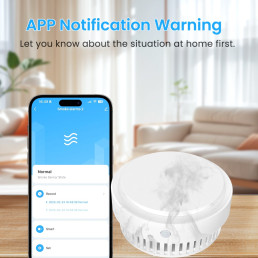 Išmanusis ZigBee bevielis patalpos dūmų jutiklis su sirena 85dB, 1x CR123A 3V, TUYA / Smart Life