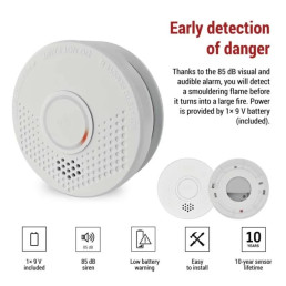 Autonominis dūmų detektorius, 85dB, TSS910B
