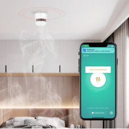 Išmanusis ZigBee TUYA bevielis patalpos dūmų jutiklis su sirena, 1x CR123A